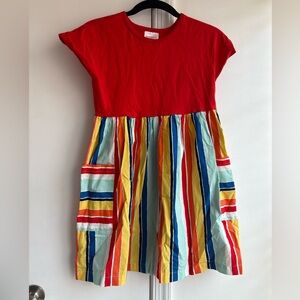 Hanna Andersson Red Top Multi-Stripe Pocket Dress